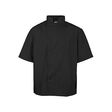 KNG Sm Lightweight Short Sleeve Black Chef Coat 2578BLKS